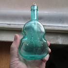 Pretty Sea Green Hand Blown Glass Violin Bottle 6 small Size