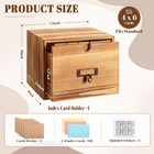 4x6 Index Card Holder Wooden Recipe Storage Box With Drawers  Vintage Organiz   