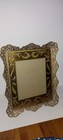  rare vintage Gold Ormolu Filagree Cherub Rose Dresser Vanity Set 7 Pc Amber Gla