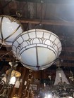 Vintage Original Leaded Glass Bowl Hanging Light Fixture