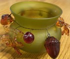 Green Glass Votive Tea Light Candle Holder Autumn Acrylic Dangles 2 75 In