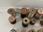 Vintage Sewing Thread Lot With Wood Wooden Spools 24 Spools  0824