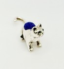 Vintage Sterling Silver And Sapphire Gemstone Small Cat Pin Cushion Charming