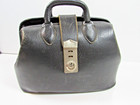 Kruse Vintage Doctor Bag - Black Top Grain Cowhide Leather W Crest Lock  no Key 