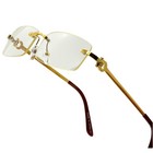 Rimless Rectangle Glasses Gold Frame Clear Lens Fashion Eyewear Men Trendy Small