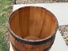 Vintage Rustic Primitive Decor Large Wooden Keg Barrel With Black Metal Bands