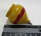 Vintage Toy Wooden Spinning Top W  Metal Tip Yellow Red Paint 2 5  Tall