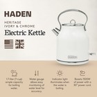 Haden 1 7 Liter Stainless Steel Body Retro Electric Tea Kettle  White  open Box 