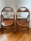 16 Ea Bent Wood Style Folding Chairs  Cushioned Faux Leather Seats Vintage
