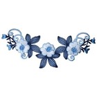 Flower Applique Patch - Embroidered Blue   White Decorative Badge 5-3 8  Iron On