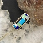 Carolyn Pollack Sterling Silver Rectangle Multi-gemstone Inlay Ring For Women  1