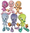 Set Of 6 Mattel Looney Tunes Tweety Bird 11  Plush Iridescent Feet   Beaks Nwt