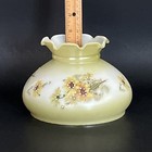 Vintage 6    Fitter Green Tint Daisy Glass Hurricane Oil Or Electric Lamp Shade