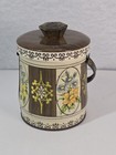 Vintage Floral Decorative Metal Tin With Lid And Handle England 5 