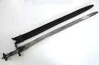 Antique Indian Tulwar Sword Koftgari Hilt   Straight Blade Leather Scabbard