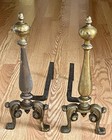 Antique Set Of 2 Cast Iron Fireplace Andirons