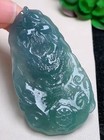 100  Natural Grade A Icy Blue Green Jade Jadeite Pendant Dragon         0630