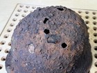 German Ww2 M42 Helmet     Battle Damaged-relic With Bullet shrapnel Hole  176