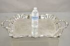 Vintage English Baroque Victorian Silver Plated Etched Serving Platter Tray