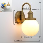 Brass Boho Wall Sconce With Milk Round Glass  1-light Indoor Hardwired Vanity   