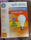 Ge Soft White 40w Light Bulbs  390 Lumens  uses 29w  2 Bulb Per Pack     Pack Of 6