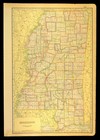 1920 Antique Mississippi Map Counties Large Atlas Railroad Depot Towns No Fold