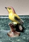 Vintage Royal Copley Pottery Bird On Branch Figurine Yellow  Black  Red  5 5  