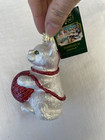 Old World Christmas Glass Ornament  White red  playful Kitten  New W  Tag