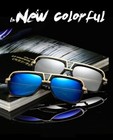 Men s Uv400 Polarized Square Mirrored Lens Golden Frame Driving Sunglasses
