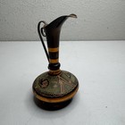 Hand Painted Copper Pitcher Vintage Turkish Persian Ibrik Jug Etched Decorative