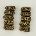 33 Piece Ornate Antiqued Brass Rectangle Tube Beads 26mm X 12mm