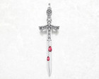 925 Sterling Silver Royalty Antique Dagger Sword Pink Pendant Necklace 20 Inch