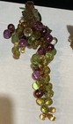 Vintage Faceted Lucite Acrylic Grape Cluster Gold  Green  Purple Autumn Decor