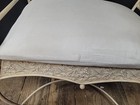 Vintage Cast Iron Bench Vanity Stool Side Seat Upholstered Seat