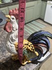 Vintage Large Hand Painted Ceramic Rooster Figurine Farmhouse Country Decor