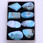 8 Pcs Natural Larimar 23mm-28mm Cabochon Glossy Loose Untreated Gemstones Lot
