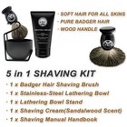 5 In 1 Shaving Kit For Wet Shave  Set Includes Hand Crafted Pure Badger Shave   