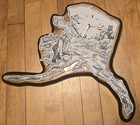 Vintage 1980s Alaska Shaped Clock  Engraved Resin On Wood Gold Prospector Works