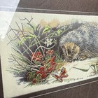 Cash Woven Silk Picture Hedgehog Vintage Framed