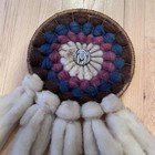 Vintage Large Dream Catcher Mandela Wool Fur Feathers 23in