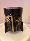 Vtg  Japanese Black Lacquer Tea Caddy With A Gold Maki-e Bamboo Design 4  Tall 