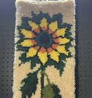 Vtg Latch Hook Yarn Rug Wall Hanging Sunflower Mushroom Approximately 45   x12   