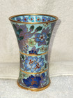 Vintage Chinese Cloisonne Blue Floral 5  Vase