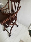 Vintage antique Victorian Oak High Chair stroller Collapsible Beautiful