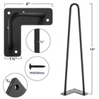 3 Pcs 18 Inch Heavy Duty Hairpin Furniture Legs Metal Diy Floor Protectors