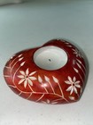 Red Heart Soapstone Candle Holder  Flowers Tea Light Votive