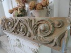 Fabulous Old Architectural Header Embossed Metal Fragment Pediment Gold