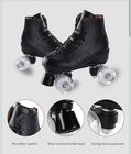 Roller Skates For Men And Women  Black Derby Roller Skates With 4 Shiny Wheel   