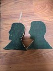 Vintage  Art Deco Brass Lincoln Busts Book Ends Heavy 6 5 