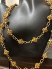 Rare  Antique Victorian Filigree Cage Sautoir Necklace Gold Tone Wire Ball Chain